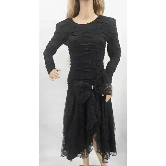 Vtg 80s/90s Fredrick's of Hollywood Junior's Size 5 Black Tulle Dress - Picture 1 of 16